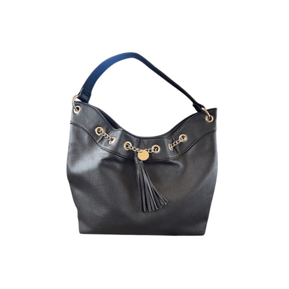 Nine West Black Faux Leather Tassel Shoulder Bag - Picture 3 of 7